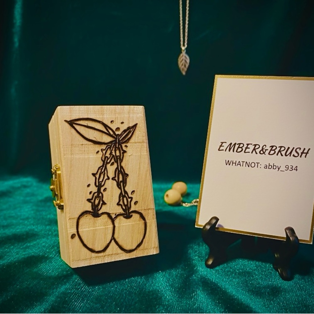 Wooden Box with Cherry Design